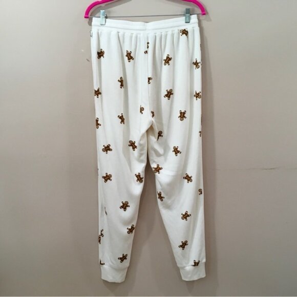 Jane&Delancey pants jogger Women's M Fleece Ivory Gingerbread Holiday Xmas New - Picture 2 of 6